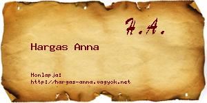 Hargas Anna névjegykártya