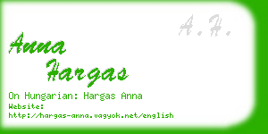 anna hargas business card